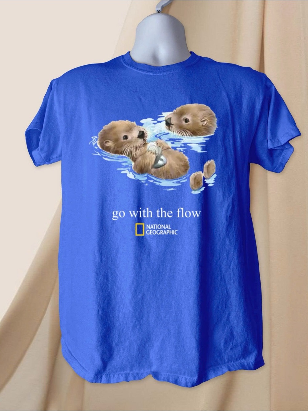 Gildan Royal Blue National Geographic Otter "Go With The Flow" Tee